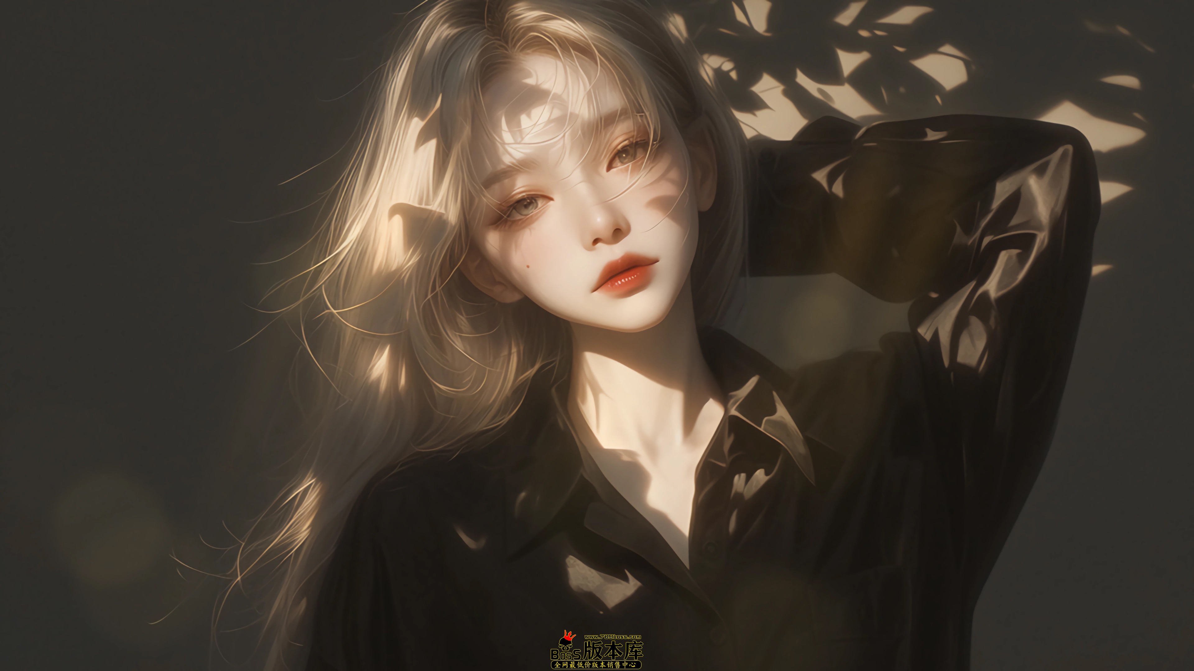 暗色系 动漫少女长发 黑色衣服 4K壁纸 3840x2160_彼岸图网.jpg